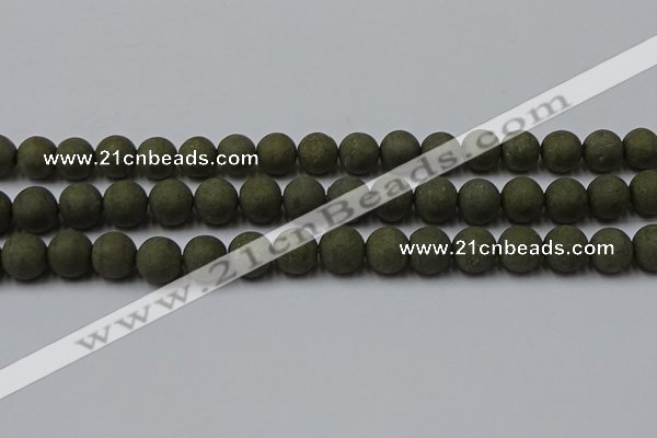 CPY816 15.5 inches 10mm round matte pyrite beads wholesale