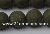 CPY819 15.5 inches 16mm round matte pyrite beads wholesale