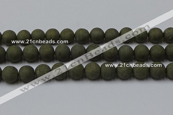 CPY820 15.5 inches 18mm round matte pyrite beads wholesale