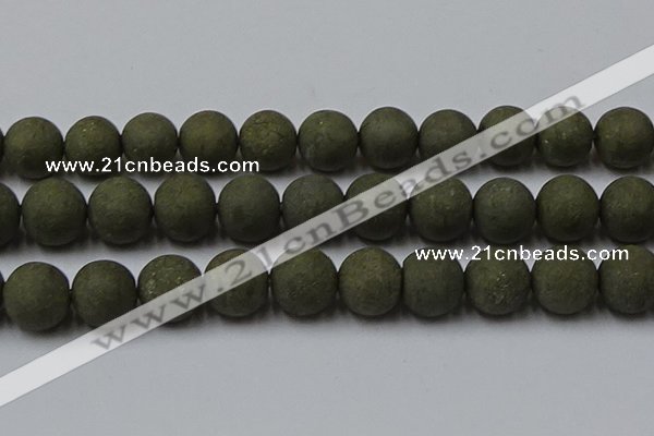 CPY821 15.5 inches 20mm round matte pyrite beads wholesale