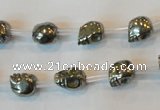 CPY83 15.5 inches 8mm carved skull pyrite gemstone beads wholesale