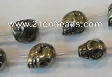 CPY86 15.5 inches 13mm carved skull pyrite gemstone beads wholesale