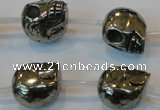 CPY88 15.5 inches 16mm carved skull pyrite gemstone beads wholesale