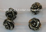 CPY93 15.5 inches 14mm carved rose pyrite gemstone beads wholesale