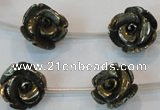 CPY94 15.5 inches 16mm carved rose pyrite gemstone beads wholesale