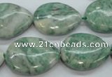 CQJ66 15.5 inches 18*25mm flat teardrop Qinghai jade beads wholesale