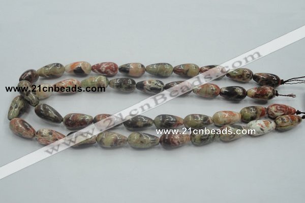 CRA06 15.5 inches 10*20mm teardrop natural rainforest agate beads