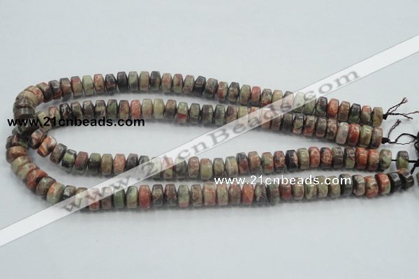 CRA07 15.5 inches 6*10mm rondelle natural rainforest agate beads