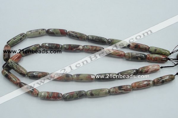 CRA08 15.5 inches 9*25mm cylinder natural rainforest agate beads