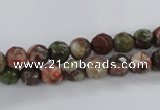 CRA101 15.5 inches 8mm faceted round rainforest agate gemstone beads