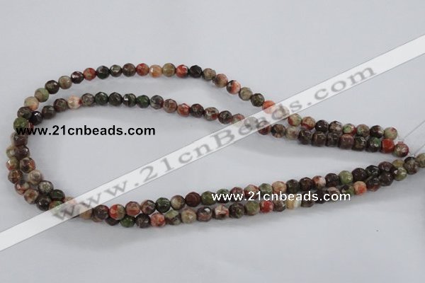 CRA101 15.5 inches 8mm faceted round rainforest agate gemstone beads