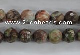 CRA102 15.5 inches 10mm faceted round rainforest agate gemstone beads