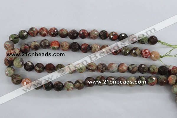 CRA102 15.5 inches 10mm faceted round rainforest agate gemstone beads