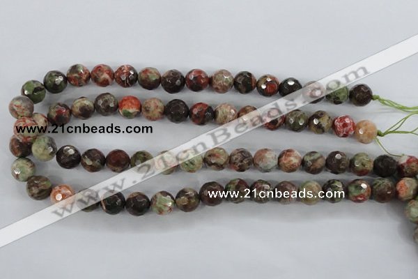 CRA103 15.5 inches 12mm faceted round rainforest agate gemstone beads