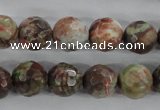 CRA104 15.5 inches 14mm faceted round rainforest agate gemstone beads