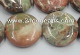 CRA12 15.5 inches 25mm flat round natural rainforest agate beads