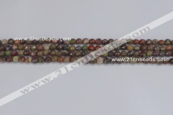 CRA160 15.5 inches 4mm faceted round rainforest agate beads