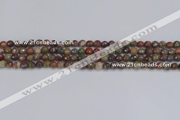 CRA161 15.5 inches 6mm faceted round rainforest agate beads