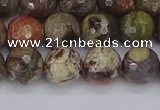 CRA162 15.5 inches 8mm faceted round rainforest agate beads