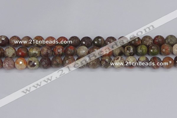 CRA163 15.5 inches 10mm faceted round rainforest agate beads