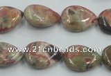 CRA18 15.5 inches 13*18mm flat teardrop natural rainforest agate beads