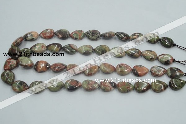 CRA18 15.5 inches 13*18mm flat teardrop natural rainforest agate beads