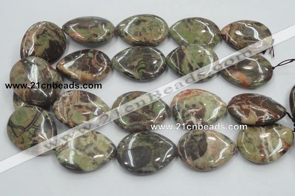 CRA21 15.5 inches 30*40mm flat teardrop natural rainforest agate beads