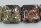 CRA23 15.5 inches 25*25mm square natural rainforest agate beads