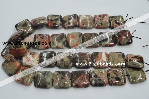 CRA23 15.5 inches 25*25mm square natural rainforest agate beads