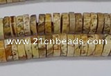 CRB1017 15.5 inches 2*6mm heishi picture jasper beads wholesale