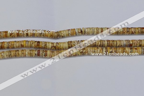 CRB1017 15.5 inches 2*6mm heishi picture jasper beads wholesale