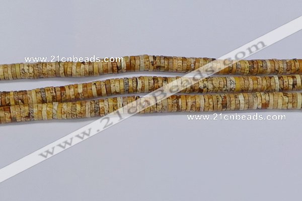 CRB1018 15.5 inches 2*7mm heishi picture jasper beads wholesale