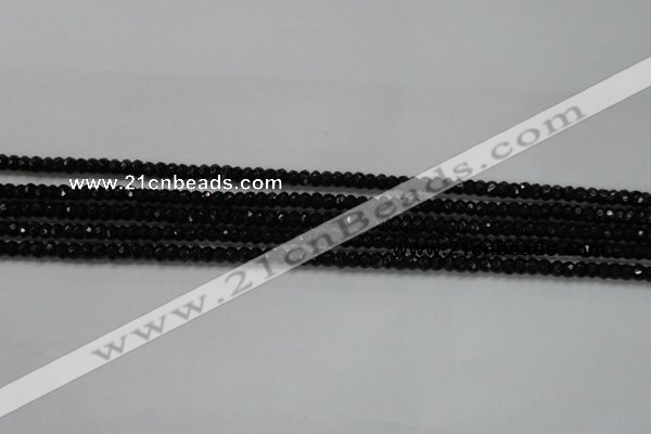 CRB104 15.5 inches 2.5*4mm faceted rondelle black agate beads