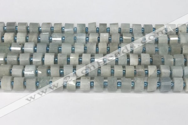 CRB1050 15.5 inches 4*6mm - 5*6mm faceted tyre aquamarine beads