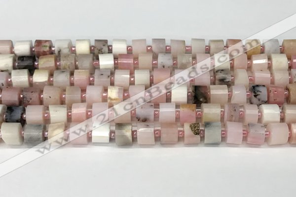 CRB1065 15.5 inches 5*8mm - 6*8mm faceted tyre natural pink opal beads