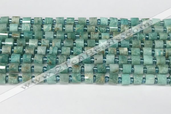 CRB1068 15.5 inches 4*6mm - 5*6mm faceted tyre amazonite beads
