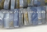 CRB1080 15.5 inches 5*20mm - 6*22mm faceted heishi blue chalcedony beads