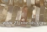 CRB1081 15.5 inches 5*20mm - 6*22mm faceted heishi sakura agate beads