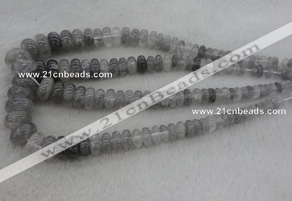 CRB1104 15.5 inches 5*8mm - 9*18mm rondelle cloudy quartz beads