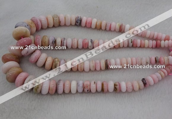 CRB1106 15.5 inches 5*8mm - 9*18mm rondelle pink opal beads