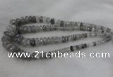 CRB1124 15.5 inches 5*8mm - 9*18mm faceted rondelle cloudy quartz beads