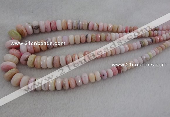 CRB1126 15.5 inches 5*8mm - 9*18mm faceted rondelle pink opal beads