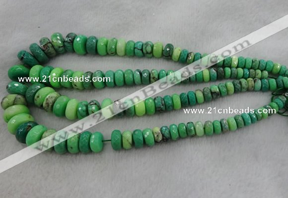 CRB1128 15.5 inches 5*8mm - 9*18mm faceted rondelle grass agate beads