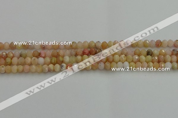 CRB1215 15.5 inches 4*6mm faceted rondelle pink opal beads