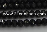 CRB1218 15.5 inches 4*6mm faceted rondelle black tourmaline beads