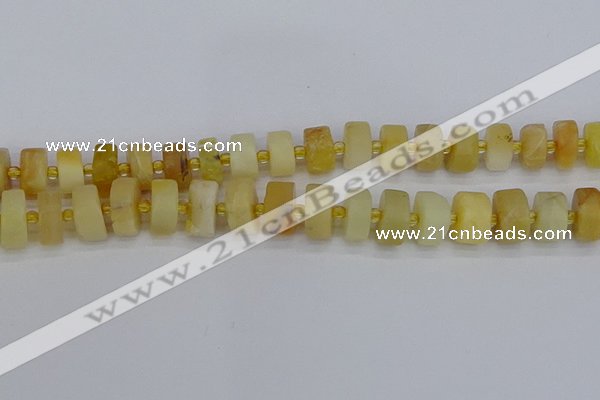 CRB1241 15.5 inches 7*14mm tyre matte yellow opal gemstone beads