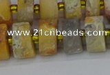 CRB1248 15.5 inches 7*14mm tyre matte crazy lace agate beads