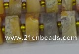 CRB1249 15.5 inches 8*16mm tyre matte crazy lace agate beads
