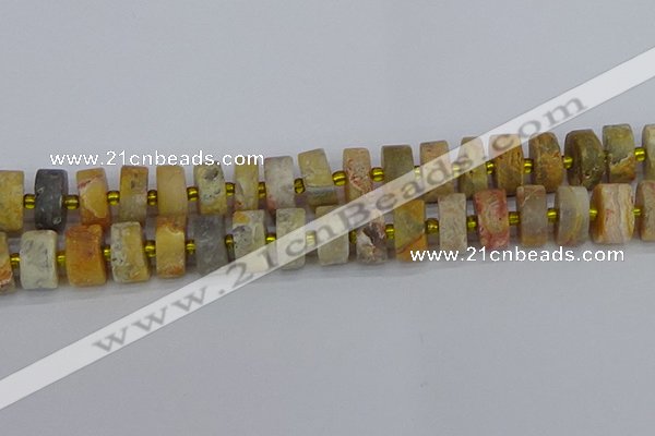 CRB1249 15.5 inches 8*16mm tyre matte crazy lace agate beads