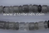 CRB125 15.5 inches 4*10mm & 7*10mm rondelle cloudy quartz beads